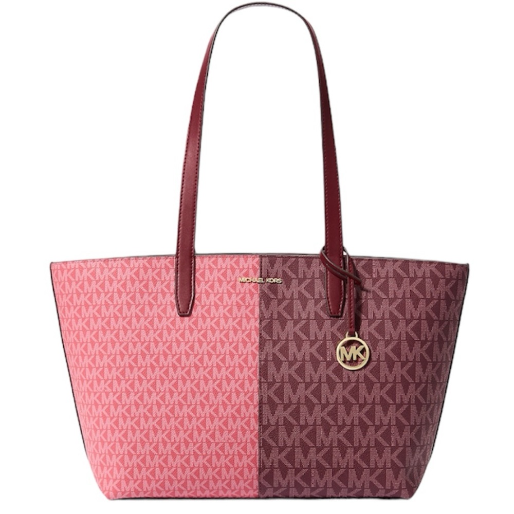 NWT Jet Set Medium Two-Tone Logo Tote Bag Oxblood Multi $448 NEW IN PACKAGING